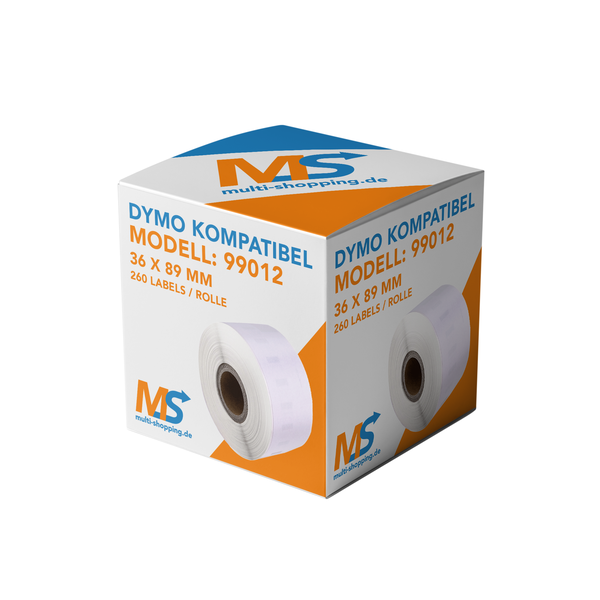 Label Etiketten kompatibel für Dymo 99012 - 36 x 89 mm - 260 Label S0722400