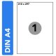Etiketten DIN A4 Bögen 210 × 297  mm - Selbstklebend permanent haftend, 100 Blatt 100 Etiketten
